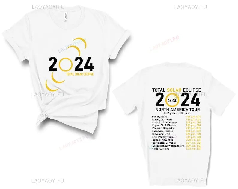 2024 Total Solar Eclipse Tour Double-Sided T-shirt
